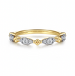 The Bujukan Collection Marquise Diamond Cluster Beaded Stackable Band in 14K Yellow Gold