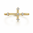 The Bujukan Collection Diamond Sideways Cross Beaded Ring in 14K Yellow Gold