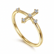 The Bujukan Collection Diamond Sideways Cross Beaded Ring in 14K Yellow Gold