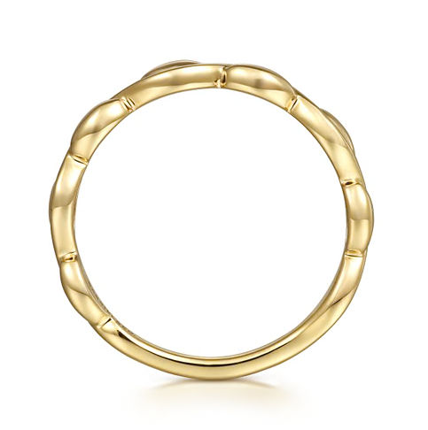 The Bujukan Collection Sculpted Twisted Pod Stackable Band in 14K Yellow Gold