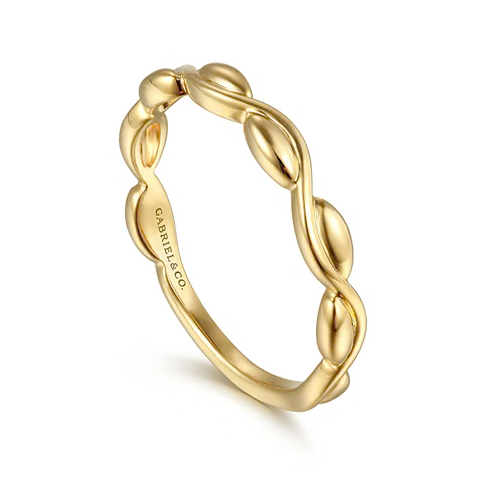 The Bujukan Collection Sculpted Twisted Pod Stackable Band in 14K Yellow Gold