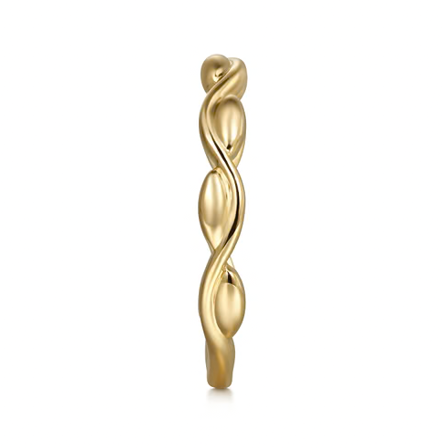The Bujukan Collection Sculpted Twisted Pod Stackable Band in 14K Yellow Gold