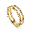 The Bujukan Collection Double-Row Beaded and Geometric Wide Stackable Band in 14K Yellow Gold