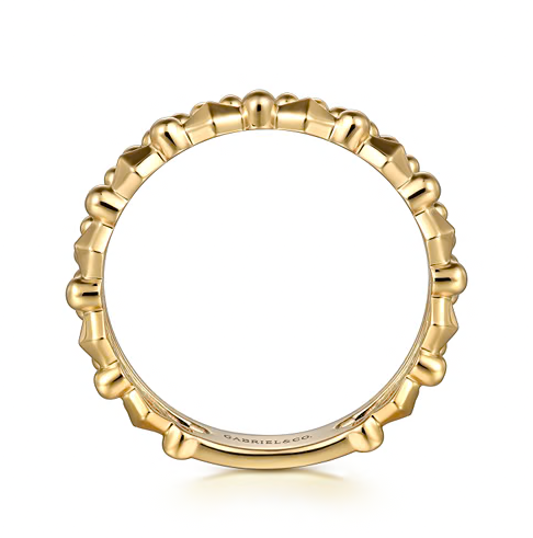 The Bujukan Collection Double-Row Beaded and Geometric Wide Stackable Band in 14K Yellow Gold