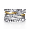 Gabriel & Co. Bujukan White Sapphire Fashion Band in 14K Yellow Gold and Sterling Silver