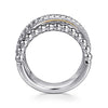 Gabriel & Co. Bujukan White Sapphire Fashion Band in 14K Yellow Gold and Sterling Silver