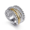 Gabriel & Co. Bujukan White Sapphire Fashion Band in 14K Yellow Gold and Sterling Silver