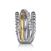 Gabriel & Co. Bujukan White Sapphire Fashion Band in 14K Yellow Gold and Sterling Silver
