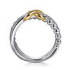 Gabriel & Co. Bujukan Wide Criss Cross Band in 14K Yellow Gold and Sterling Silver