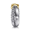 Gabriel & Co. Bujukan Wide Criss Cross Band in 14K Yellow Gold and Sterling Silver