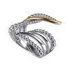 Gabriel & Co. Bujukan Multiple Row Bypass Ring in 14K Yellow Gold and Sterling Silver