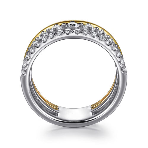Gabriel & Co. Bujukan 3 Row Stackable Diamond Ring in 14K Yellow Gold