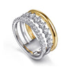 Gabriel & Co. Bujukan 3 Row Stackable Diamond Ring in 14K Yellow Gold