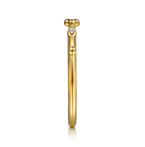 The Bujukan Collection Diamond Cluster & Beaded Station Stackable Band in 14K Yellow Gold