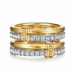 The Bujukan Collection Two-Tone Multi-Band Pavé Diamond Wide Stackable Ring in 14K Gold