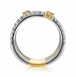 The Bujukan Collection Two-Tone Multi-Band Pavé Diamond Wide Stackable Ring in 14K Gold