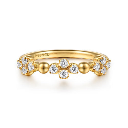 Gabriel & Co. Bujukan Clover Stackable Diamond Ring in 14K Yellow Gold