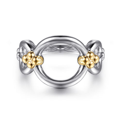 Gabriel & Co. Bujukan Round Link Chain Ring in 14K Yellow Gold and Sterling Silver