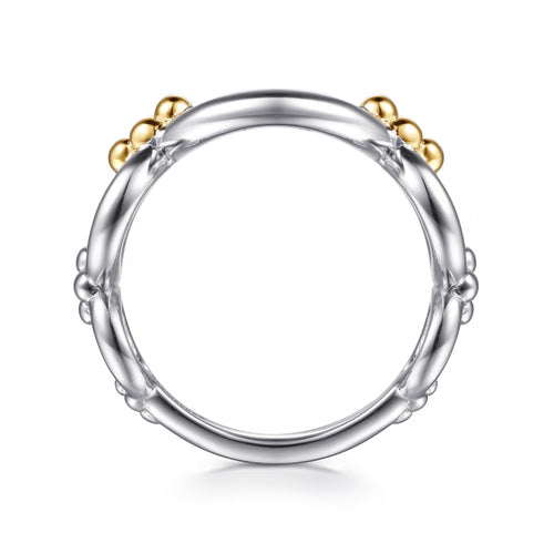 Gabriel & Co. Bujukan Round Link Chain Ring in 14K Yellow Gold and Sterling Silver