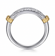 The Bujukan Collection Two-Tone Pavé White Sapphire Stackable Band in Sterling Silver and 14K Gold