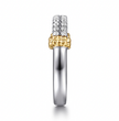 The Bujukan Collection Two-Tone Pavé White Sapphire Stackable Band in Sterling Silver and 14K Gold