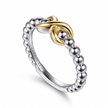 The Bujukan Collection Two-Tone Sculpted Infinity Beaded Band in Sterling Silver and 14K Gold