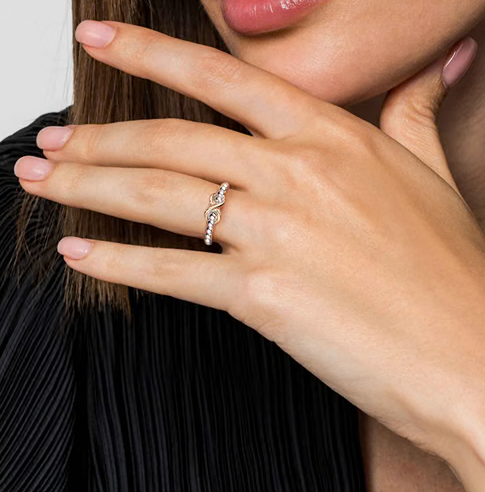 The Bujukan Collection Two-Tone Sculpted Infinity Beaded Band in Sterling Silver and 14K Gold
