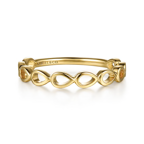 The Bujukan Collection Openwork Pear Link Stackable Band in 14K Yellow Gold