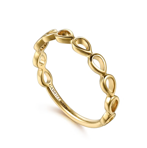 The Bujukan Collection Openwork Pear Link Stackable Band in 14K Yellow Gold
