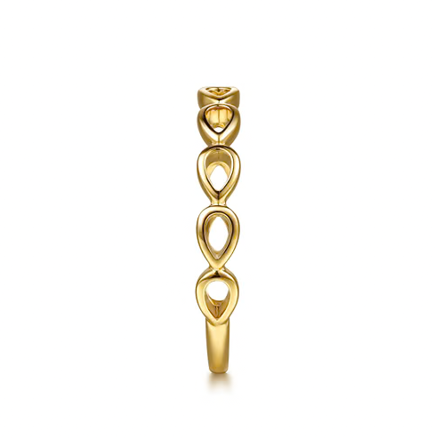 The Bujukan Collection Openwork Pear Link Stackable Band in 14K Yellow Gold