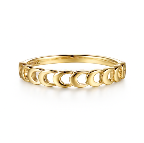 The Bujukan Collection Sculpted Crescent Moon Openwork Stackable Band in 14K Yellow Gold
