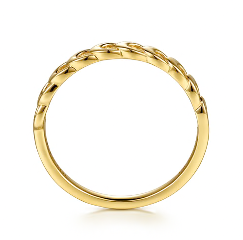 The Bujukan Collection Sculpted Crescent Moon Openwork Stackable Band in 14K Yellow Gold