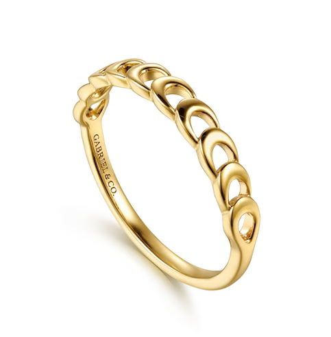 The Bujukan Collection Sculpted Crescent Moon Openwork Stackable Band in 14K Yellow Gold