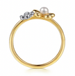 The Bujukan Collection Two-Tone Pearl and Pavé Diamond Blossom Stackable Band in 14K Gold