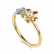The Bujukan Collection Two-Tone Pearl and Pavé Diamond Blossom Stackable Band in 14K Gold