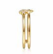 The Bujukan Collection Double-Band Sculpted Flower and Pavé Diamond Clover Ring in 14K Yellow Gold