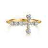 Gabriel & Co. Bujukan Horizontal Cross Diamond Ring in 14K Yellow Gold