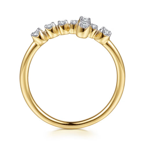 Gabriel & Co. Bujukan Horizontal Cross Diamond Ring in 14K Yellow Gold