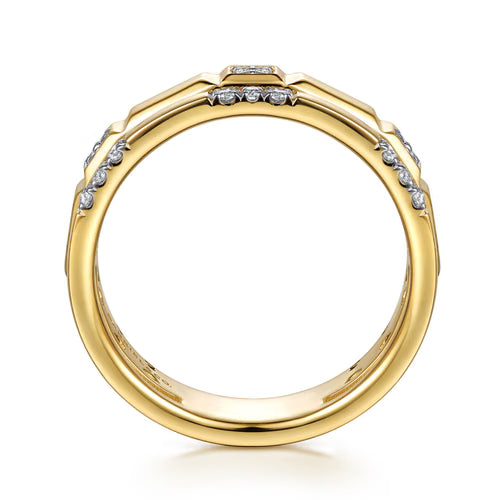 Gabriel & Co. Half Cube Double Row Stackable Diamond Ring in 14K Yellow Gold