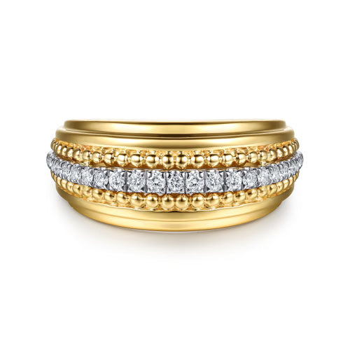 Gabriel & Co. Wide Bujukan Diamond Band Ring in 14K Yellow Gold
