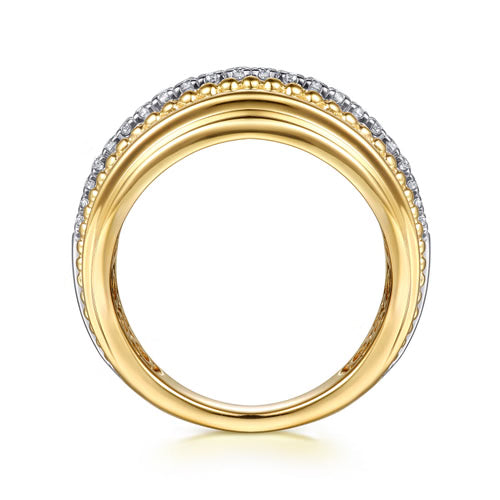 Gabriel & Co. Wide Bujukan Diamond Band Ring in 14K Yellow Gold