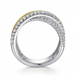 The Bujukan Collection Two-Tone Multi-Row Crossover White Sapphire Ring in Sterling Silver and 14K Gold