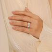 The Bujukan Collection Two-Tone Multi-Row Crossover White Sapphire Ring in Sterling Silver and 14K Gold