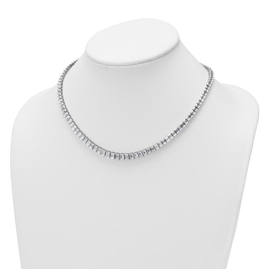 Lab Grown Graduated Emerald 29 Carat Cut Diamond Tennis Necklace 14KW | Gemmas Jewelers 2