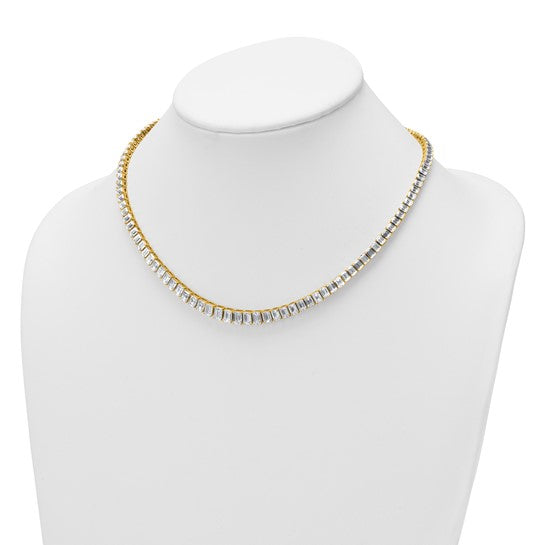 Lab Grown Graduated Emerald 29 Carat Cut Diamond Tennis Necklace 14KW | Gemmas Jewelers 5