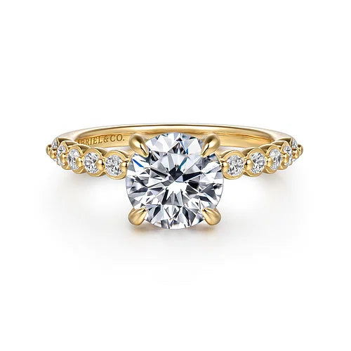 Shimmering Hidden Halo Shared Prong Diamond Engagement Ring in 14K Gold | Gemma's Jewelers