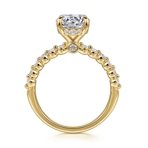 Shimmering Hidden Halo Shared Prong Diamond Engagement Ring in 14K Gold | Gemma's Jewelers