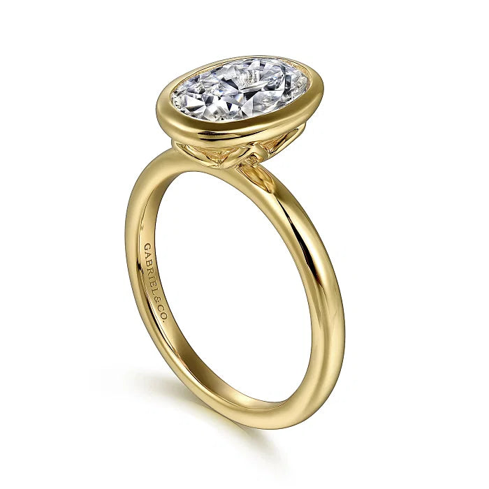 Bold and Elegant Bezel Set Oval Diamond Engagement Ring 14K Gold  | Gemma's Jewelers