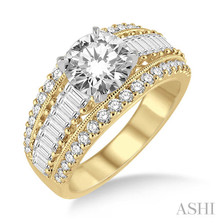 Luxurious Baguette Round Diamond Engagement Wedding Ring in 14K Yellow Gold | Gemmas Jewelers