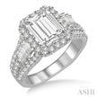 Luxurious Emerald Cut Center Diamond Engagement Ring in 14K White Gold | Gemma's Jewelers